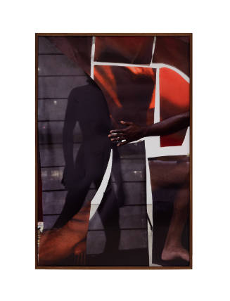 Abstract photographs of dark red and grey cut-outs of different body parts
